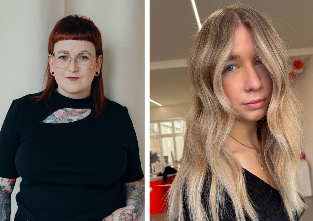 Friseurin Cindy Schulz-Schultze und eine Kundin mit warmen Blondreflexen