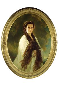 Ausstellung Haar - Macht - Lust 6 Ein Ölgemälde von Eberhard Riegele, zu sehen ist Kaiserin Elisabeth von Österreich nach F.X. Winterhalter