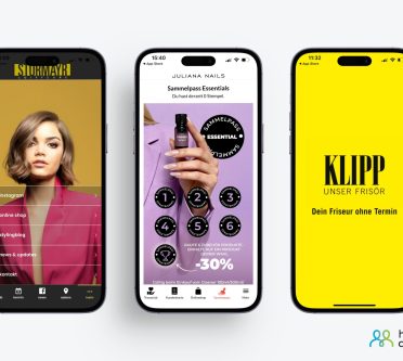 Bild zeigt drei verschiedene Apps für Treueprogramme beim Friseur oder Nagelstudio