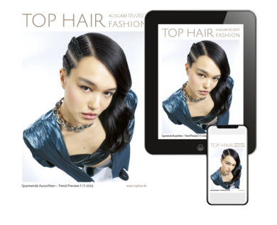 Das Cover der TOP HAIR Fashion 5/23 als Printmagazin und digital auf Tablet und Smartphone